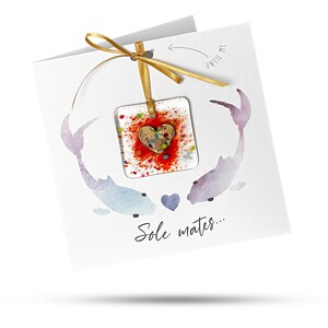Soul Mates: wenskaart met cadeau van gesmolten glas
