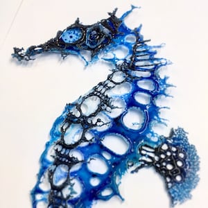 Seahorse Fused Glass Large Art Work. Handmade Unique Glass Wall Art.