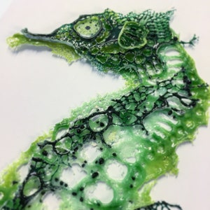 Geschmolzenes Glas Seepferdchen Mini Wandkunst. Handgefertigte, Einzigartige Glaskunst am Meer