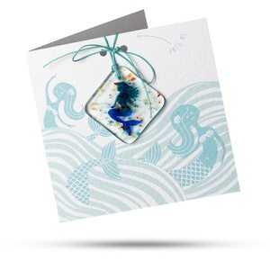 Sirène - Carte de voeux avec cadeau en verre fusionné