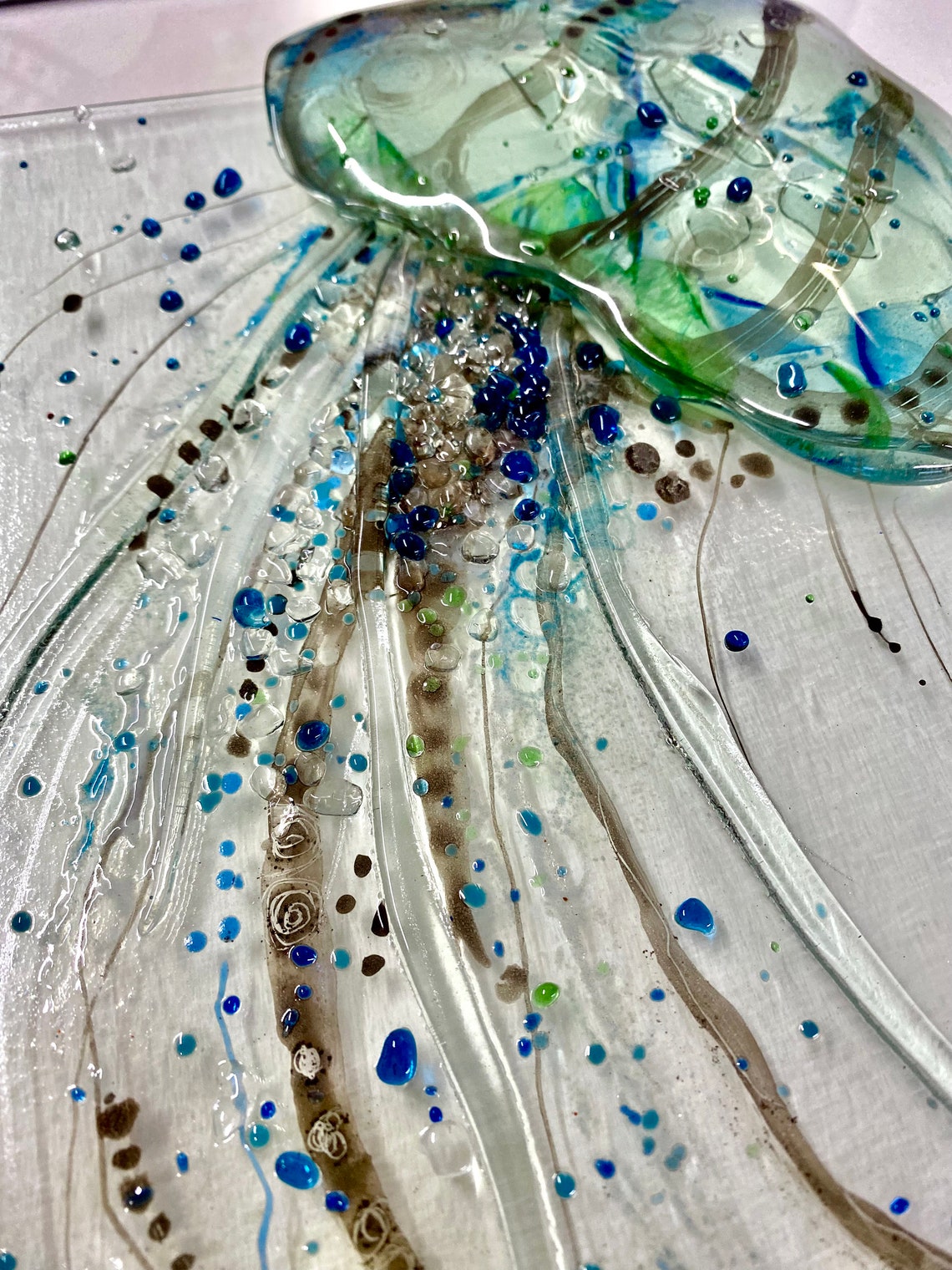 Fused Glass Jellyfish Wall Art Etsy UK