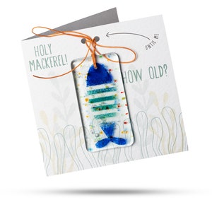 Heilige makreel (zeewier) - wenskaart met cadeau van gesmolten glas