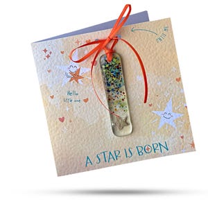 A Star is Born - Gelbe Grußkarte mit Glasgeschenk