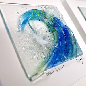 Fused Glass Mini Wave Wall Art | (Block Mounted)