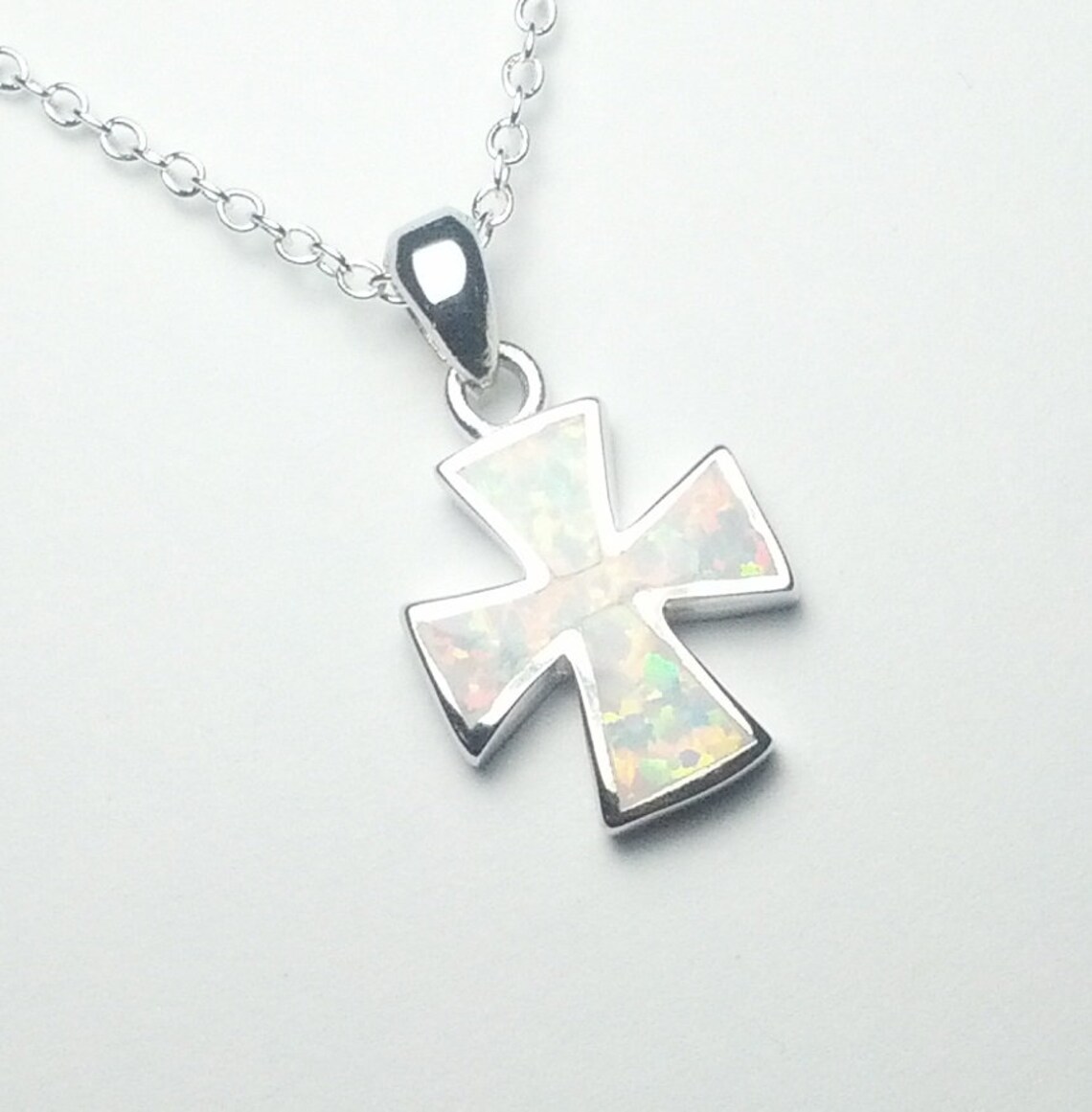 High Quality White Fire Opal Cross 925 Sterling Silver Pendant | Etsy
