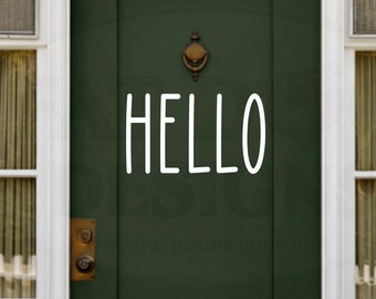 Hello Custom Vinyl Decal - Door Decal,  Welcome Sign, Farmhouse Decor, Front Door Decal, Welcome Decal, Greeting Decal, Wall Decal