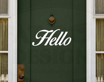 Hello Custom Vinyl Decal - Door Decal, Welcome Sign, Farmhouse Decor, Front Door Decal, Welcome Decal, Greeting Decal, Wall Decal