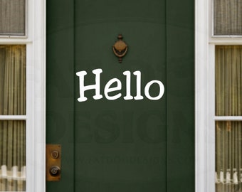 Hello Custom Vinyl Decal - Door Decal, Welcome Sign, Farmhouse Decor, Front Door Decal, Welcome Decal, Greeting Decal, Wall Decal