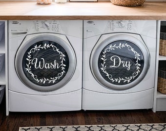 Washer and Dryer Decal Set Custom Vinyl Decals - Washing Machine Decal, Farmhouse Laundry Room Decal, Laundrette, Laundry Room Decor