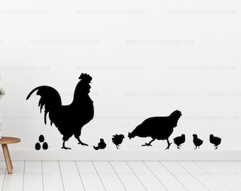 Chicken, Rooster, Chicks, and Eggs Custom Vinyl Decals - Chicken Decor, Chicken Wall Art, Chicken Decal, Farmhouse Decor, Country Decor