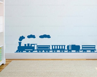 Trein aangepaste vinyl muur sticker - kinderkamer sticker, speelkamer sticker, trein sticker, trein, kinderkamer decor, trein decor, Choo Choo, trein sticker