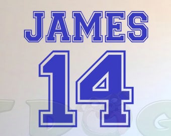 Varsity Letter Name and Number Removable Vinyl Decal for Wall, Car, Laptop, Locker