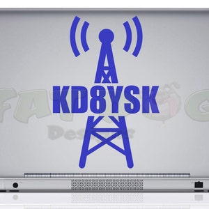 Radio Tower Custom Call Sign Amateur Radio / Ham Radio Removable Vinyl Decal for Car, Laptop, Wall, Tablet, Call Sign Sticker, Dad Gift