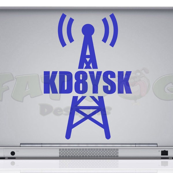 Radio Tower Custom Call Sign Amateur Radio / Ham Radio Removable Vinyl Decal for Car, Laptop, Wall, Tablet, Call Sign Sticker, Dad Gift