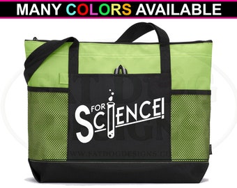 For Science Custom Zippered Tote - School Bag, Teacher Gift, STEM Bag, Laptop Bag, Geek Gift, Math Lover, Nerdy Gift, Chemistry