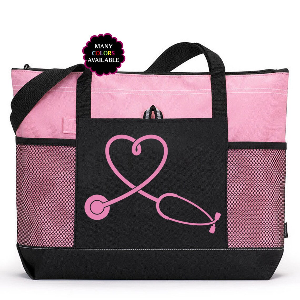 Heart Stethoscope Zippered Tote Bag Medical Worker School Etsy