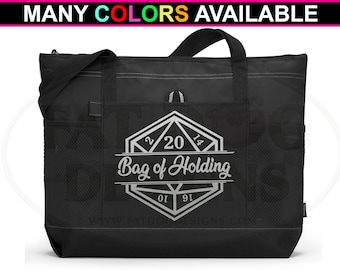 D20 Bag of Holding Custom Dungeons and Dragons Zippered Tote Bag