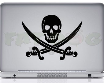 Calico Jack Skull and Crossed Swords Pirate Removable Vinyl Decal - Car Decal, Wall Decal, Laptop Decals, Pirate Decal, Jolly Roger