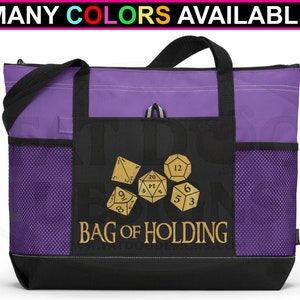 Bag of Holding Custom Zippered Tote Bag DnD Bag, Gamer tote, Gamer Gift, Dungeon Master, Dice Bag, D&D, DnD, RPG, Dungeons and Dragons image 3