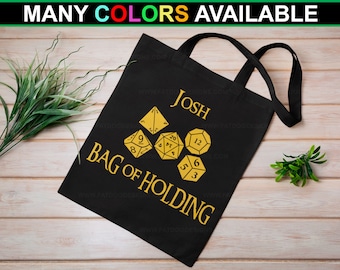 Bag of Holding Custom Canvas Tote Bag - Gym Bag, School Bag, Grocery Bag, D&D, DnD bag, RPG, Dungeons and Dragons, Zero Waste bag, DM Bag
