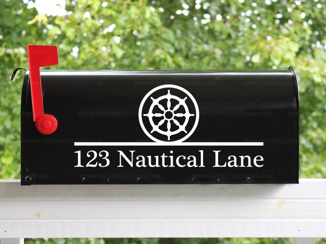 Boat Helm Nautical Mailbox Address Custom Vinyl Decal Street Address Sign, Street Number Decal