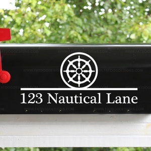 Boat Helm Nautical Mailbox Address Custom Vinyl Decal - Street Address Sign, Street Number Decal, Mailbox Numbers Decal, Door Address Decal