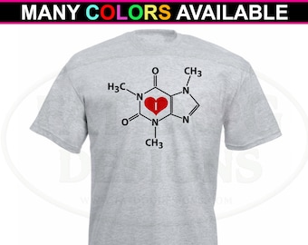 I Love Caffeine Molecule Custom Short-Sleeve T-Shirt (S-6XL) Chemistry Teacher Shirt, Geek Shirt, Gamer Gift, Gaming Shirt, Gamer Girl