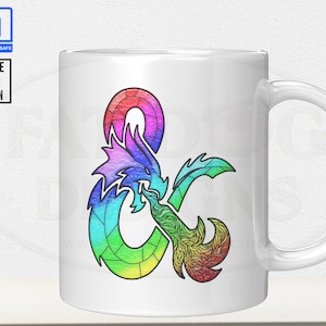 D&D Stained Glass Dragon Custom 11 oz Mug, DnD, RPG, Dungeons and Dragons, Gaming Mug, D20, Tabletop Game, Gamer Gift, Geek Mug, Roleplaying