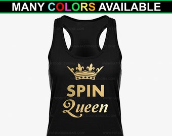Camiseta sin mangas personalizada Spin Queen (XS-XL) - Bicicleta estática, camiseta de fitness, camiseta de gimnasio, camiseta de entrenamiento, mujeres fuertes, camiseta sin mangas para clases de spinning, camiseta de ciclismo
