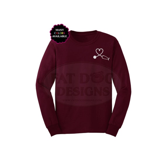 Stethoscope Heart Medical Custom Long sleeved T shirt S 5XL