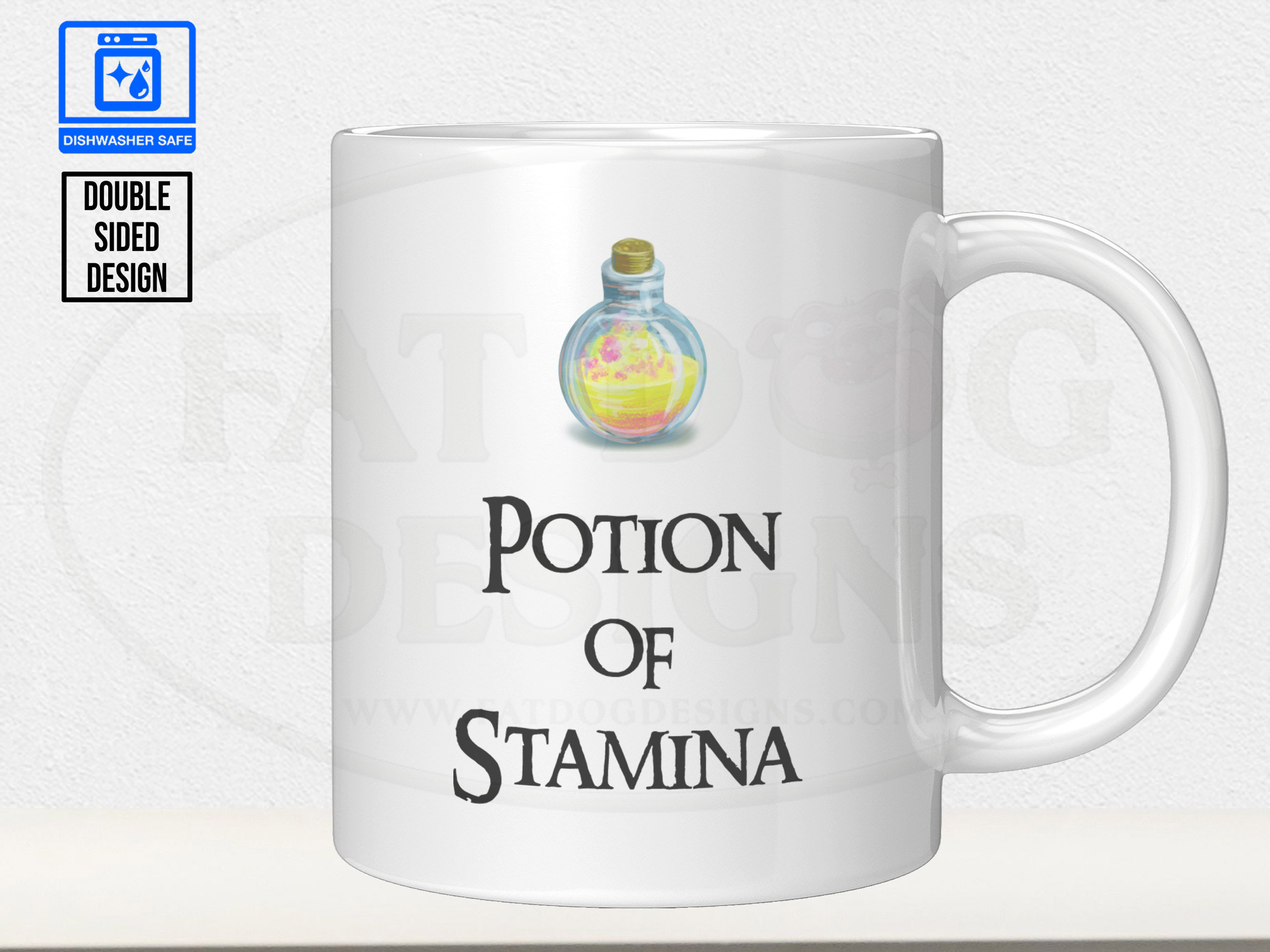 D&D Potion of Stamina 11 oz Custom Mug - DnD, RPG, Dungeons and Dragons, Gaming Mug, Tea Cup, Coffee Mug, Gamer Gift, Geek Mug, D20