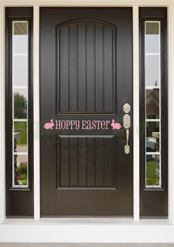 Hoppy Easter Removable Vinyl Decal Easter Decoration Easter Etsy