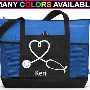 Sac fourre-tout zippé personnalisé stéthoscope cardiaque - travailleur médical, cadeau infirmière, sac fourre-tout médecin, cadeau étudiant en médecine, sacoche EMT, sacoche pour ordinateur portable