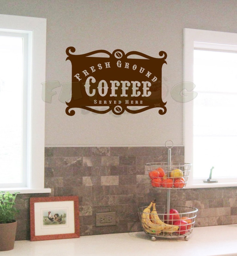 Coffee Lover Fresh Ground Coffee Served Here Removable Wall Decal Office Decoration Coffee Sign Kitchen Decoration Coffee Saying
