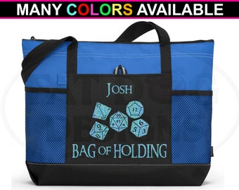 Bag of Holding Custom Zippered Tote Bag in Holographic Vinyl - Gamer tote, Gamer Gift, Dice Bag, D&D, DnD, RPG, Dungeons and Dragons, DM