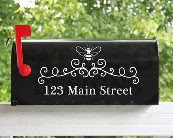 Bee Mailbox Address Custom Vinyl Decal - Street Address Sign, Street Number Decal, Mailbox Numbers Decal, Save the Bees, Door Address decal