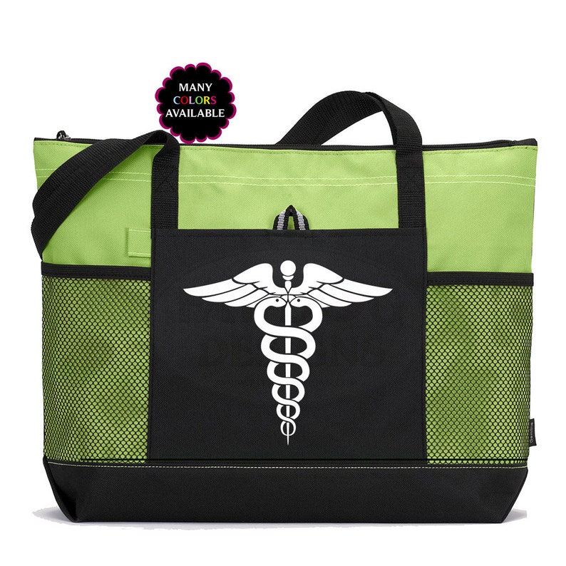 Caduceus Custom Zippered Tote Bag Medical Worker School Etsy
