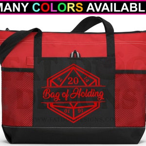 D20 Bag of Holding Custom Zippered Tote Bag - Dnd Bag, Gamer Tote ...
