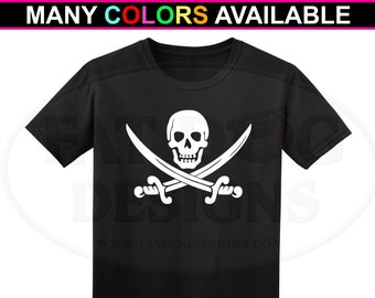 Calico Jack Skull and Crossbones Custom Short-Sleeve T-Shirt (S-6XL) - Pirate Shirt, Pirate Flag Shirt, Jolly Roger Flag, Boat Shirt, Beach