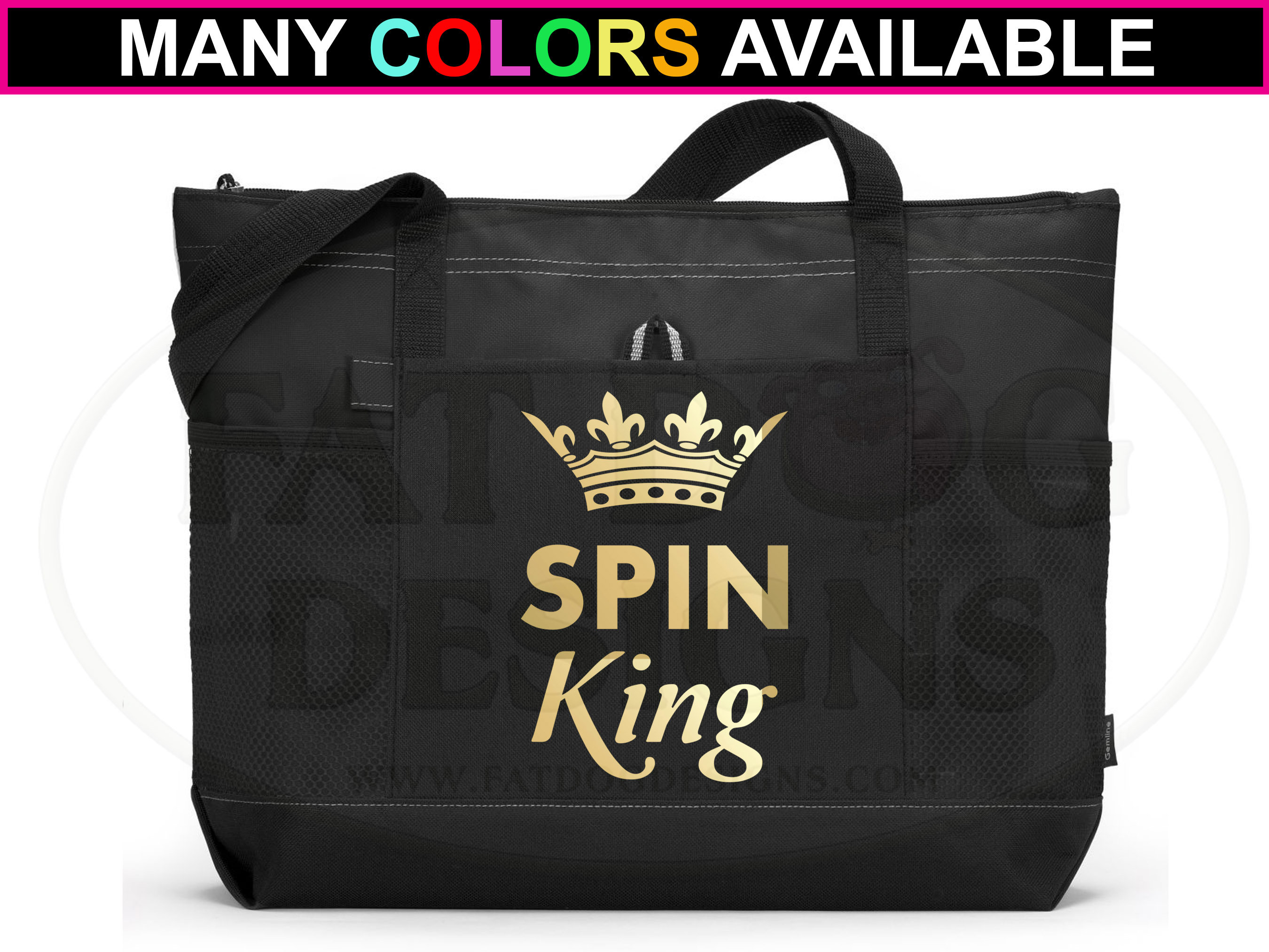 Spin King Custom Zippered Tote Bag Gym Bag Spin Class Etsy