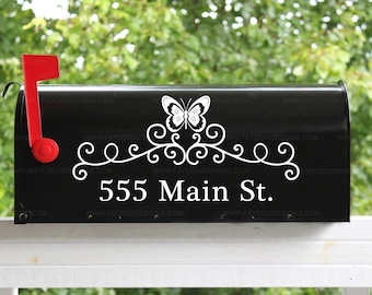 Butterfly Mailbox Address Custom Vinyl Decal - Street Address Sign, House Number Decal, Mailbox Numbers Decal, Door Address Decal, Farmhouse