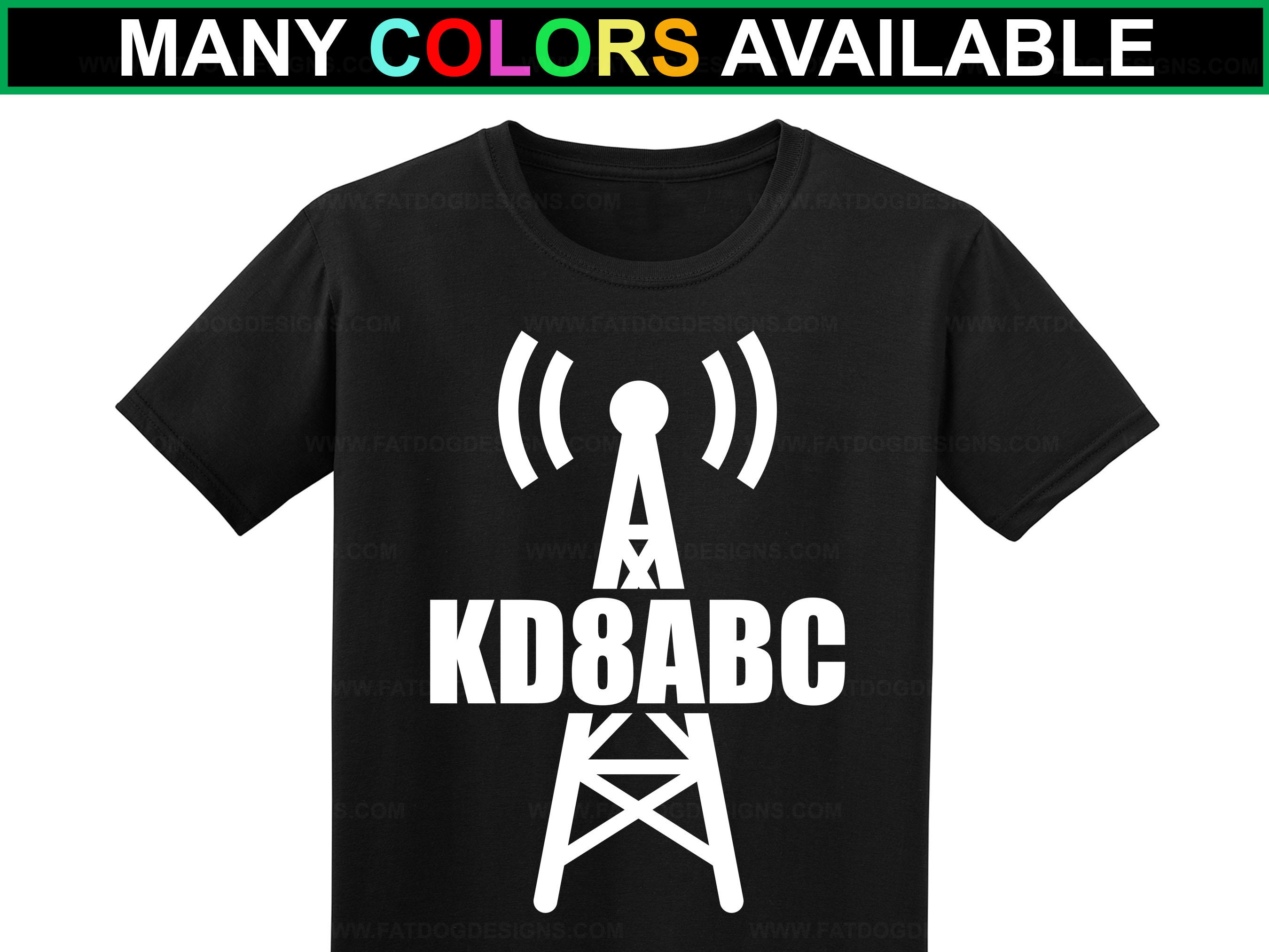 Ham Radio Amateur Radio Custom Call Sign W/ Tower Short-sleeve pic