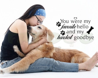 Dog Memorial You Were My Favorite Hello and My Hardest Goodbye Custom Vinyl Decal - Dog Remembrance, Goodbye Sign, Rainbow Bridge, Dog Loss