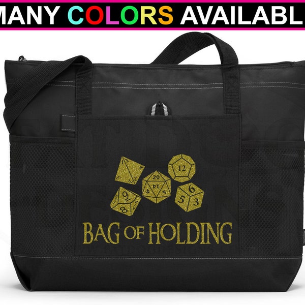 Bag of Holding Custom Zippered Tote Bag - DnD Bag, Gamer tote, Gamer Gift, Dungeon Master, Dice Bag, D&D, DnD, RPG, Dungeons and Dragons