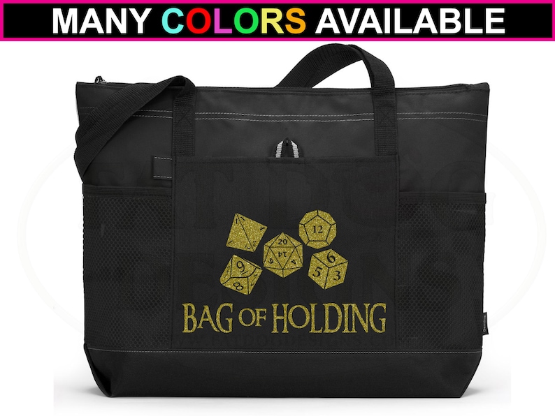Bag of Holding Custom Zippered Tote Bag DnD Bag, Gamer tote, Gamer Gift, Dungeon Master, Dice Bag, D&D, DnD, RPG, Dungeons and Dragons image 1