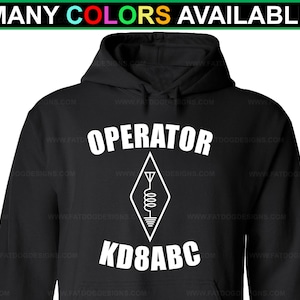 Ham Radio Amateur Radio Custom Call Sign Hooded Sweatshirt (Hoodie)(S-5XL) Operator Antenna, Custom Call Sign Shirt, Ham Radio Shirt