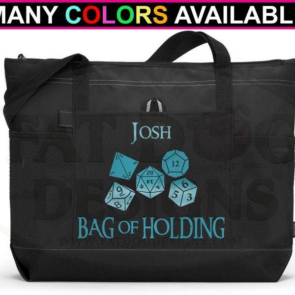 Bag of Holding in Metallic Foil Custom Zippered Tote Bag - Gamer Tote, Gamer Gift, Dice Bag, D&D, DnD, RPG, Dungeons and Dragons, DM