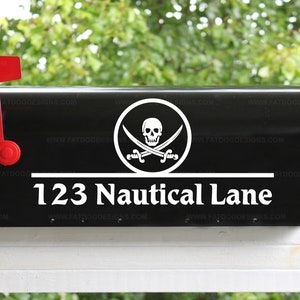 Skull and Crossbones Pirate Mailbox Address Custom Vinyl Decal - Street Address Sign, Street Number Decal, Mailbox Numbers, Door Address