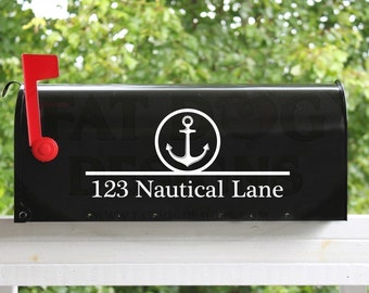 Anchor Nautical Mailbox Address Custom Vinyl Decal - Street Address Sign, Street Number Decal, Mailbox Numbers Decal, Door Address Decal