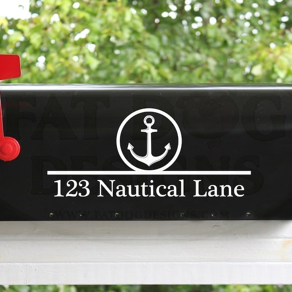 Anchor Nautical Mailbox Address Custom Vinyl Decal - Street Address Sign, Street Number Decal, Mailbox Numbers Decal, Door Address Decal